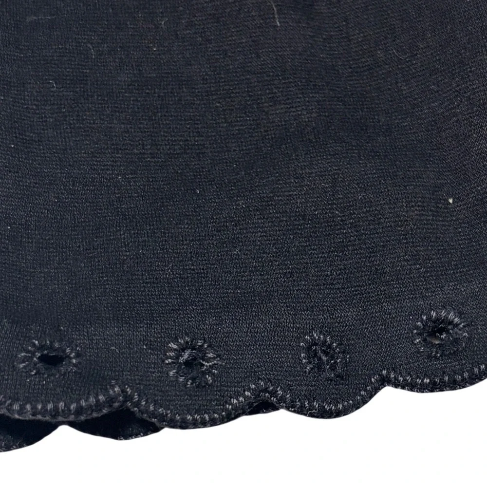 VTG Black Crescendoe Gloves Scalloped Eyelet Wrist Length Size 7
